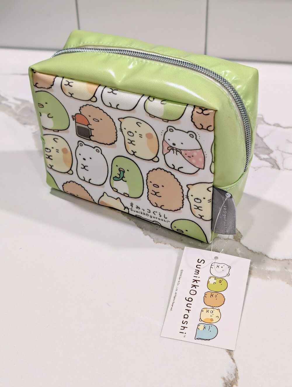 San-X Sumikko Gurashi Green Kawaii Sushi Friends Zipper Makeup Vanity Pouch